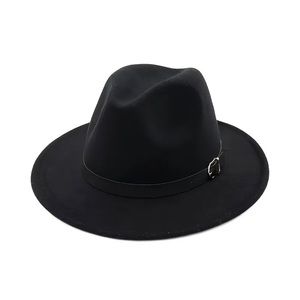 Hat 29 - Classic Belt Soft Hat, Big Flat Brimmed Fedora Warm Jazz Hat